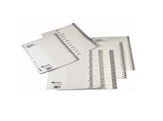Plastic Divider A4 1-10 Bx=25