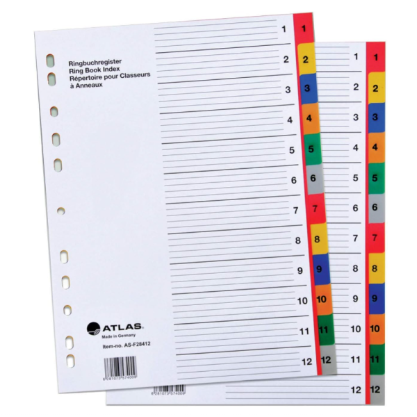 Plastic Divider A4 1-12 Bx=25