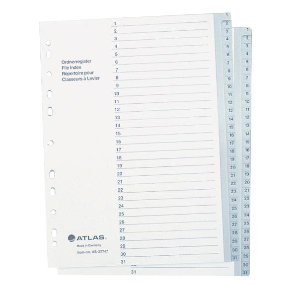 Plastic Divider A4 1-31 Bx=10
