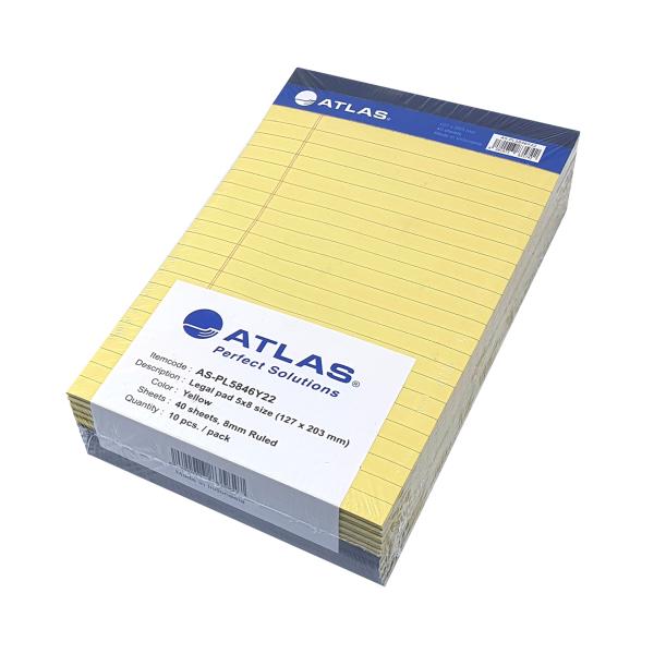 Legal pad 5x8 40 sh YW PAC=10