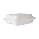 200 Pieces Bio Degradable Lunch Box In 3 Compartment