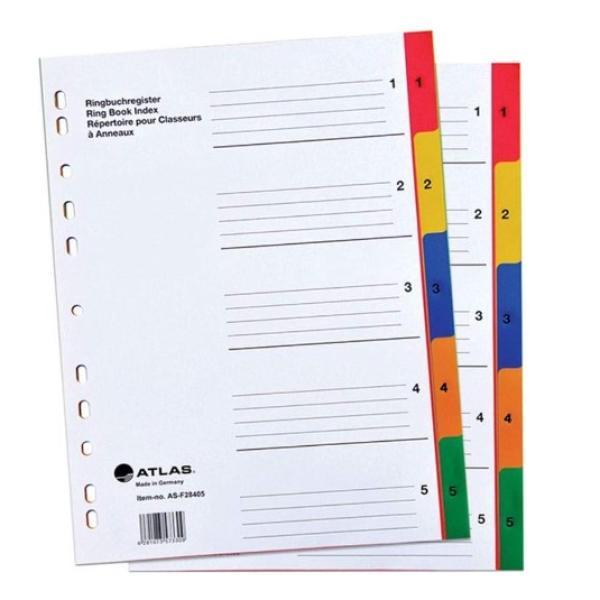 Plastic Col Divider A4 1-5. Bx=50st
