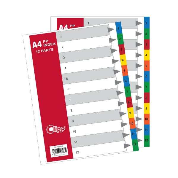 Plastic Grey Divider A4 1-12 Bx=25