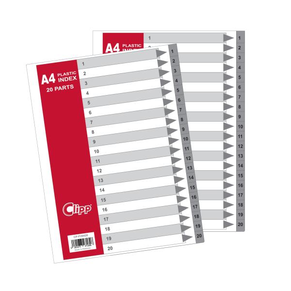 Plastic Grey Divider A4 1-20 Bx=20