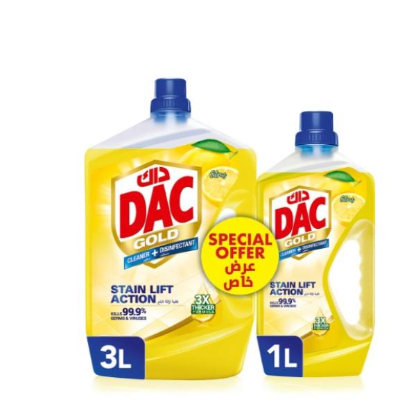 Dac Gold Multi-Purpose Disinfectant & Liquid Cleaner Citrus Burst 3 Litres + 1 Litre