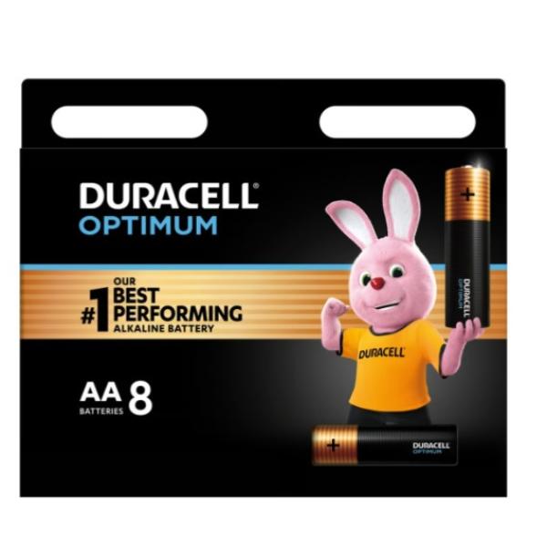 Duracell Optimum Type AA Alkaline Batteries, pack of 8