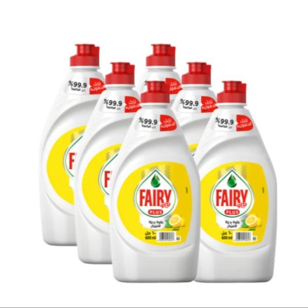 Fairy Plus Lemon Dishwashing Liquid Soap Mega Box Value Pack 6 x 600 ml