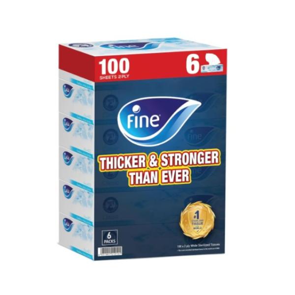 Fine Classic White Sterilized Facial Tissue 2ply 6 x 100 Sheets