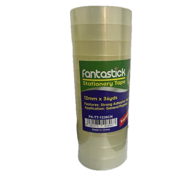 Tape 1/2"X36yds*40mic Clear Pk=12rol