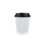 10 Pieces 8 Oz White Ripple Paper Cup With Lid