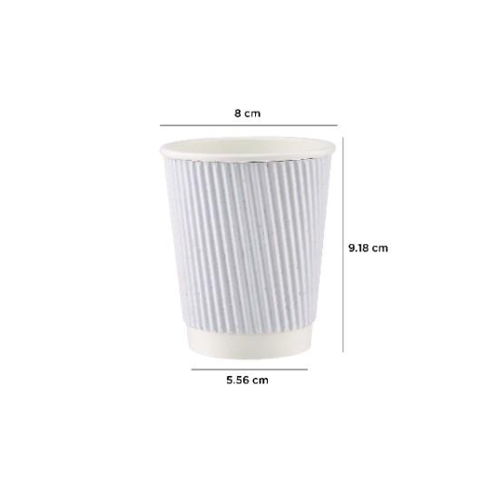 10 Pieces 8 Oz White Ripple Paper Cup With Lid
