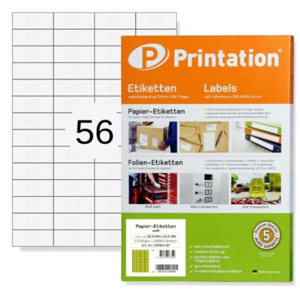 Label 5600/52.5x21.2mm Pkt=100