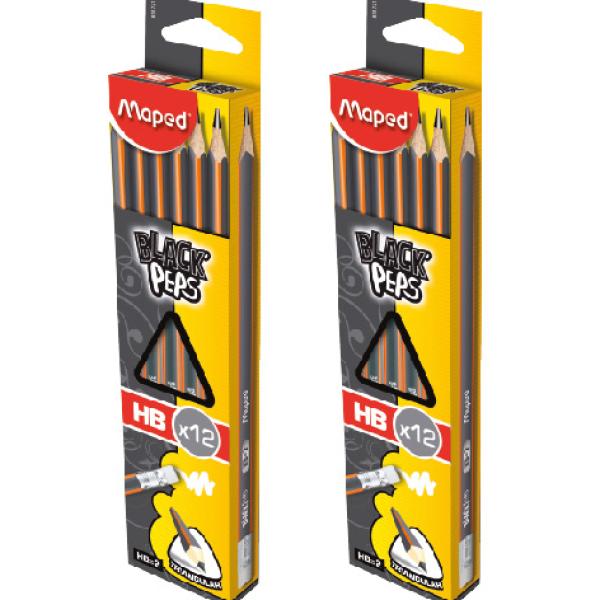 Black Peps 12x HB Pencil+ER Bx