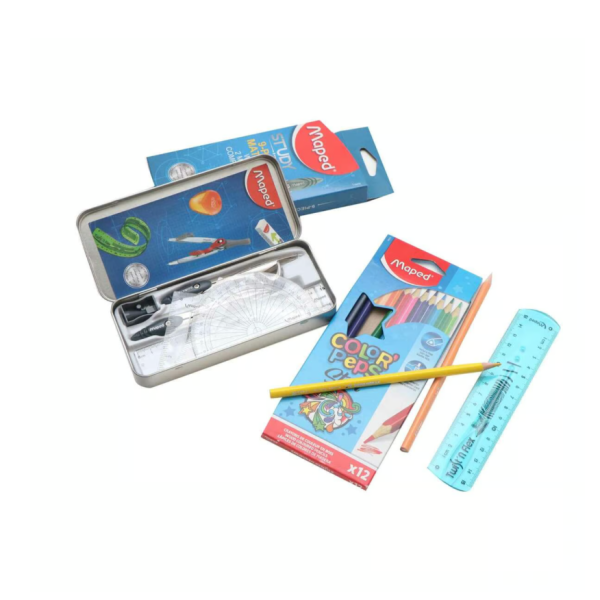 Color Pencil 12clr+Mathset+Ruler 15cm