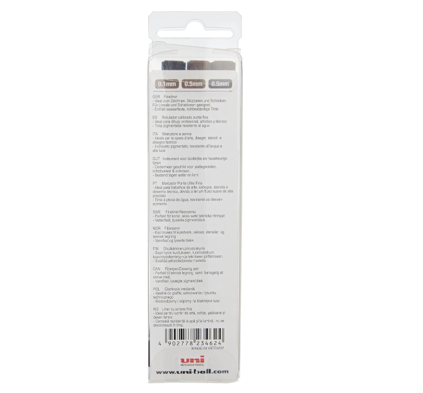 Uni Pin Fine Liner PAC=03ea BK SA