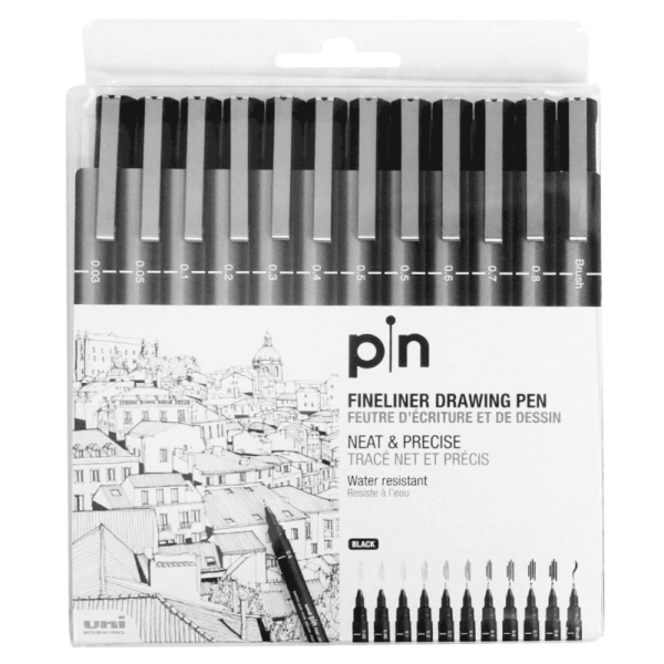 Uni Pin Fine Liner PAC=12ea BK
