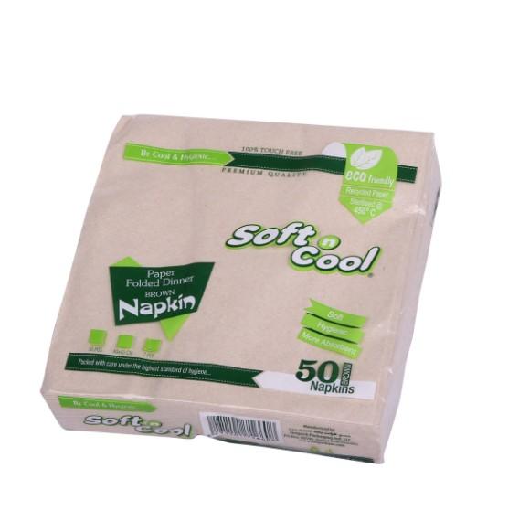 Soft N Cool Paper Folded Brown Napkin 40 X 40 Cm 2000 Pieces