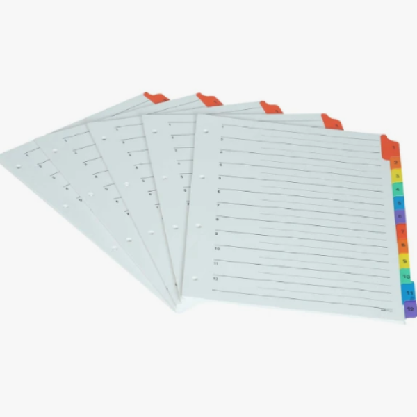 Plastic Col Divider A4 1-12. Bx=25st