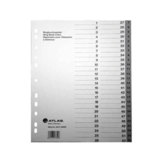 Plastic Dividr A4 1-52 Bx=10st