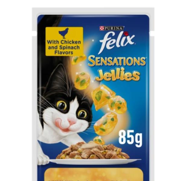Purina Felix Sensations Jellies With Tuna And Spinach Flavors Catfood 85 g