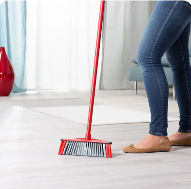 Vileda 3Action Broom with Stick, Red,VB0055