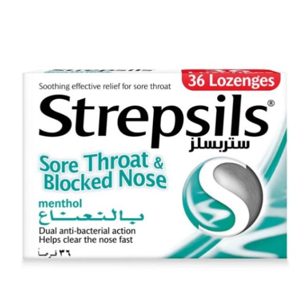 Strepsils Sore Throat And Blocked Nose Lozengers 36 pcs