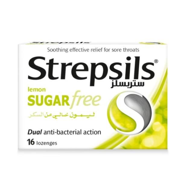 Strepsils Sore Throat Relief Lemon Sugar Free 16 pcs