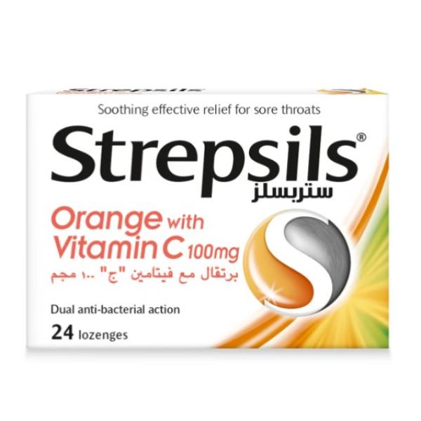Strepsils Sore Throat Relief Orange 24 pcs